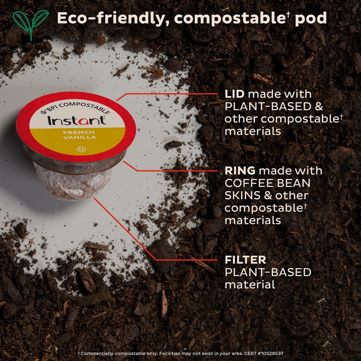 Instant Pot® Compostable Coffee Pods, French Vanilla, Light Roast, 30 pods