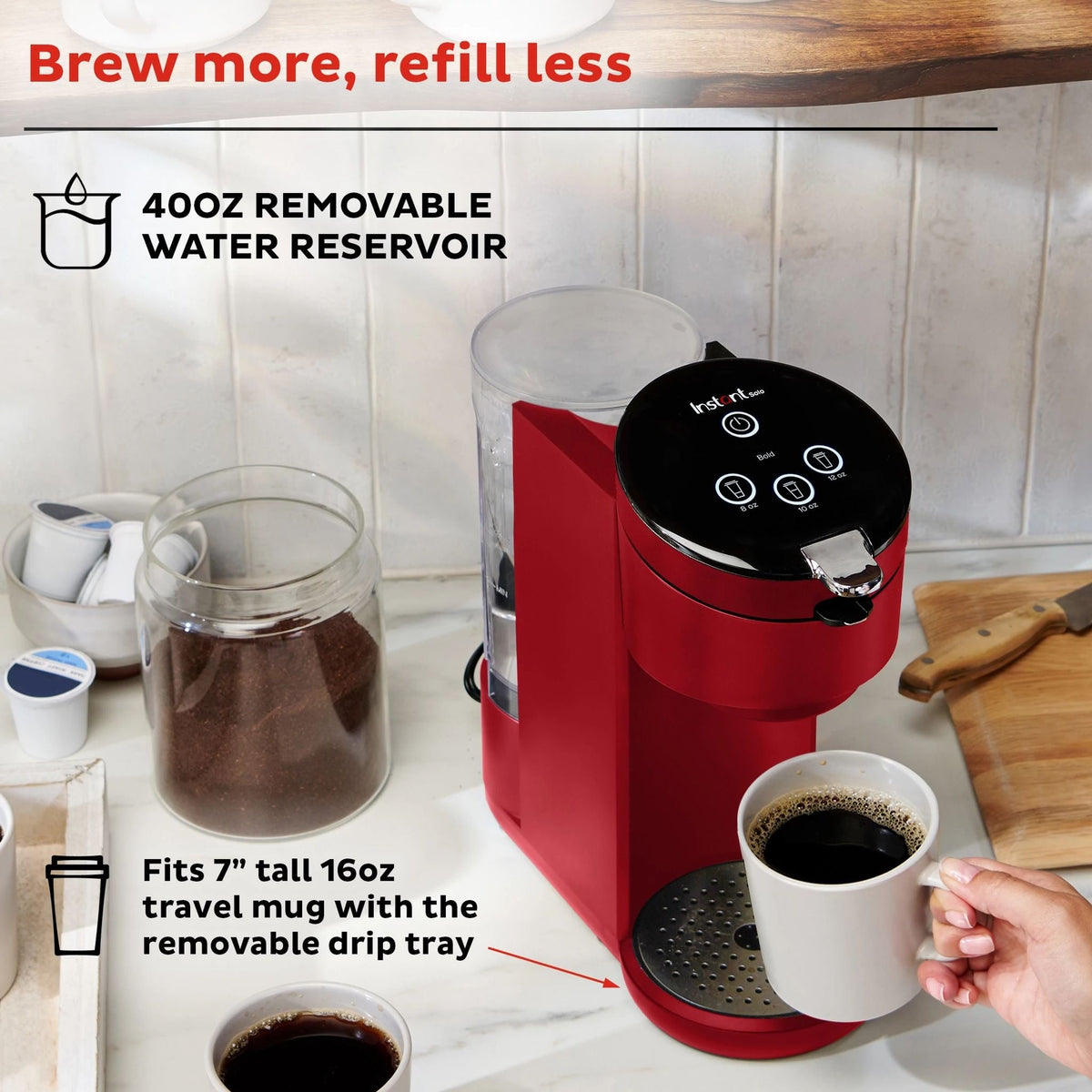 Instant Pot® SoloTM Single Serve Coffee Maker, Maroon