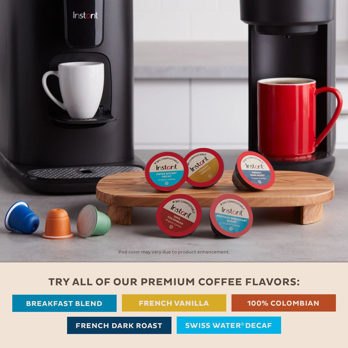 Instant Pot® Compostable Coffee Pods, French Vanilla, Light Roast, 30 pods