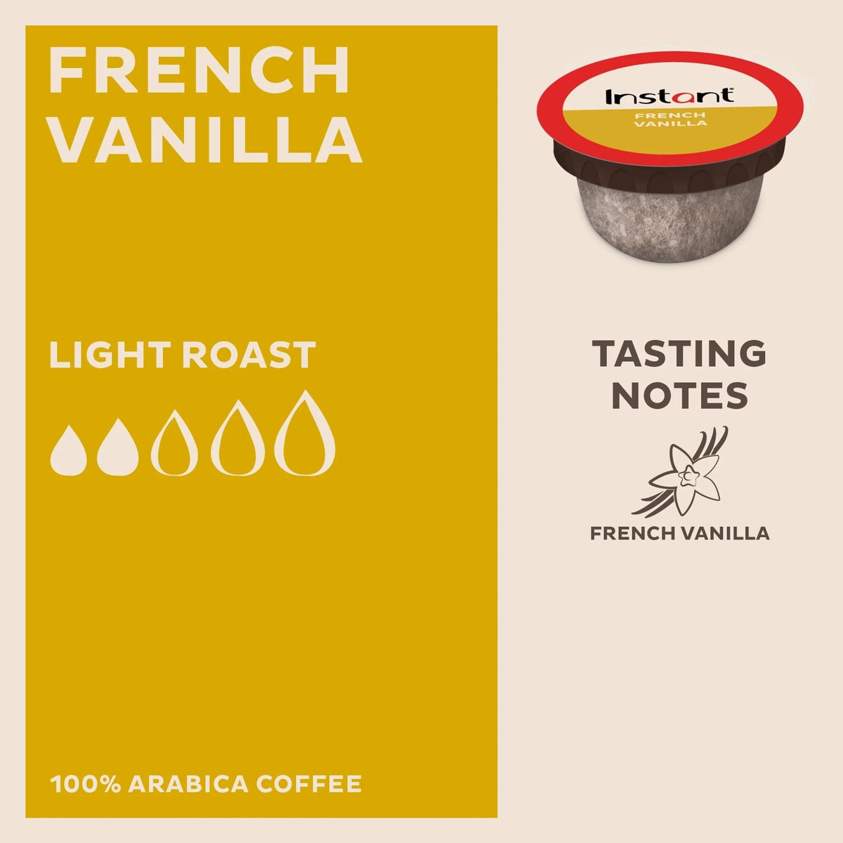 Instant Pot® Compostable Coffee Pods, French Vanilla, Light Roast, 30 pods