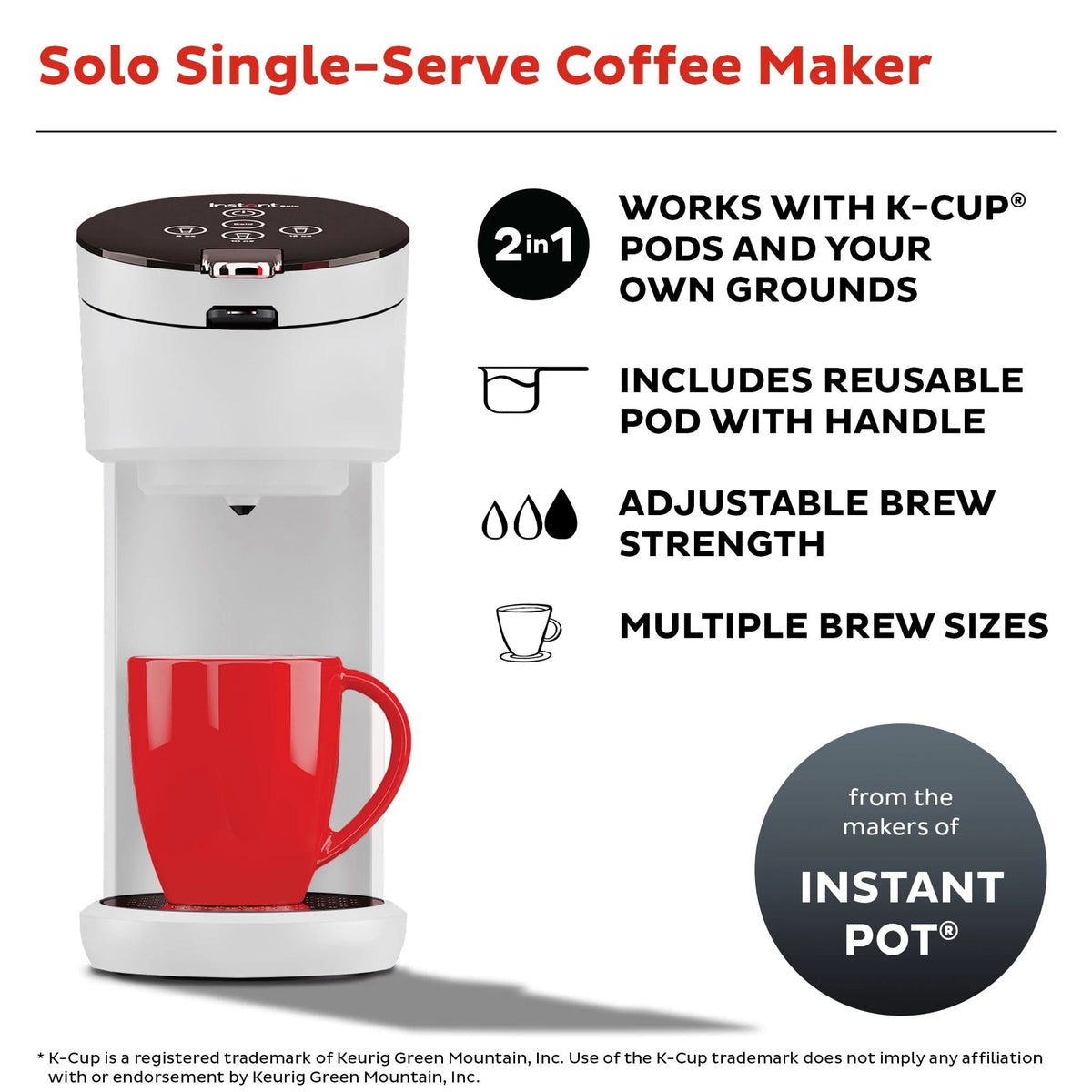 InstantTM Pot® SoloTM Single Serve Coffee Maker, White