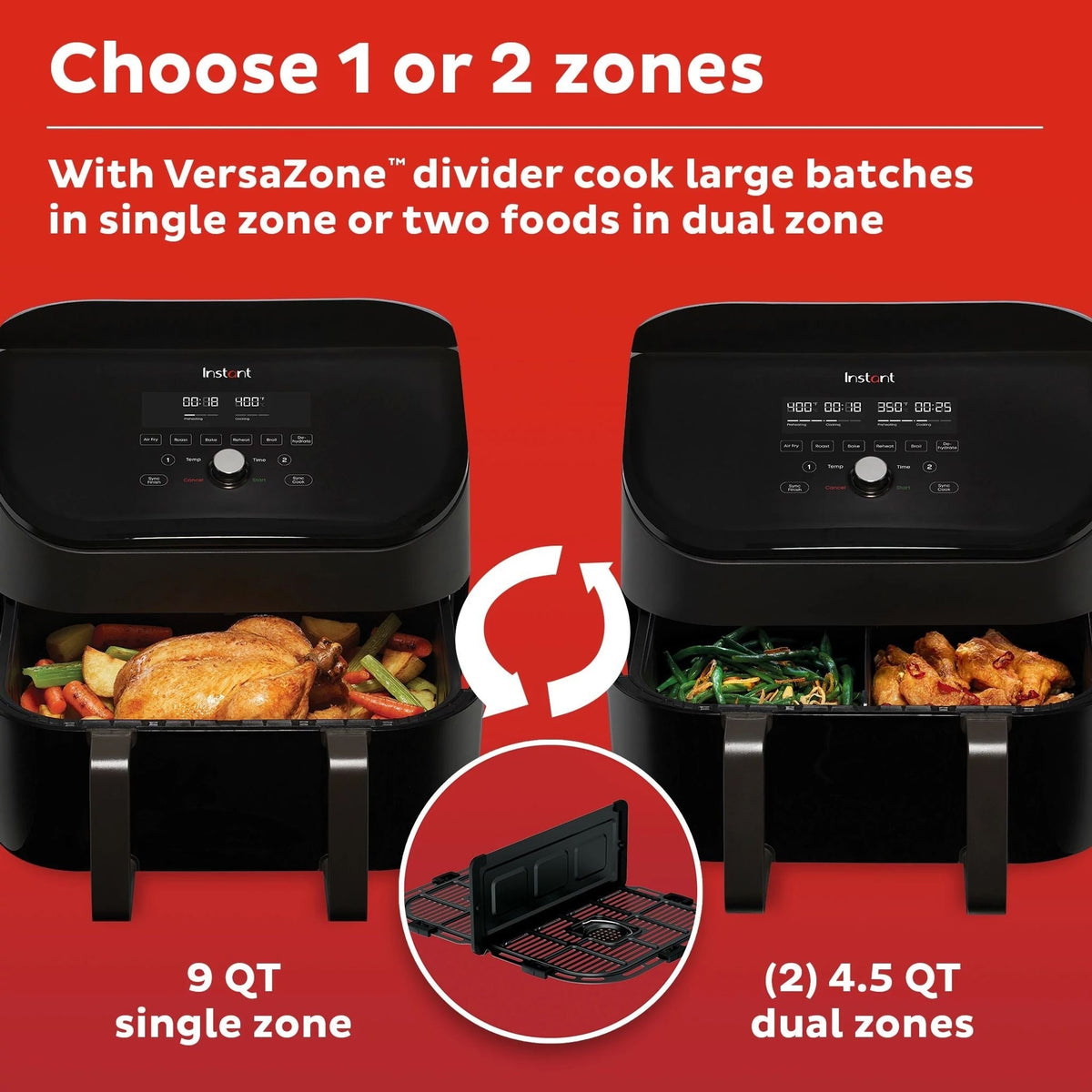 Instant Pot® 9QT VORTEX® Air Fryer with VersaZoneTM Technology