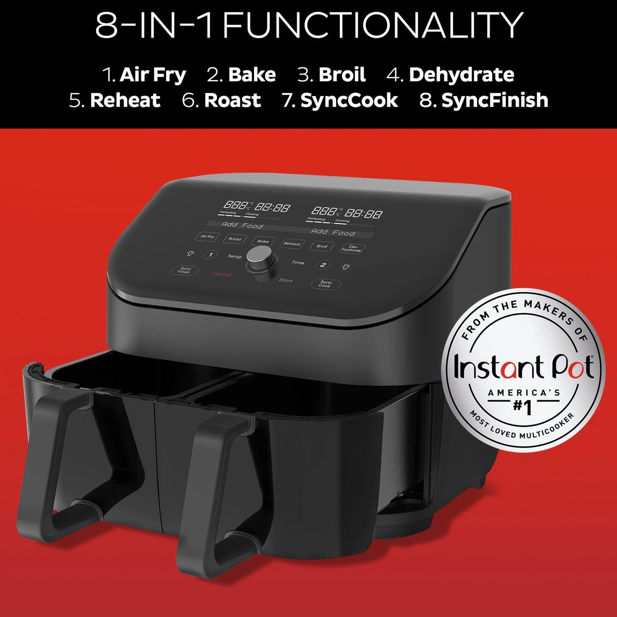 Instant Pot® Vortex® Plus Dual Black 8QT Air Fryer with ClearCook