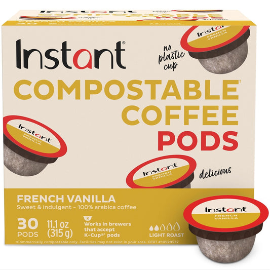 Instant Pot® Compostable Coffee Pods, French Vanilla, Light Roast, 30 pods