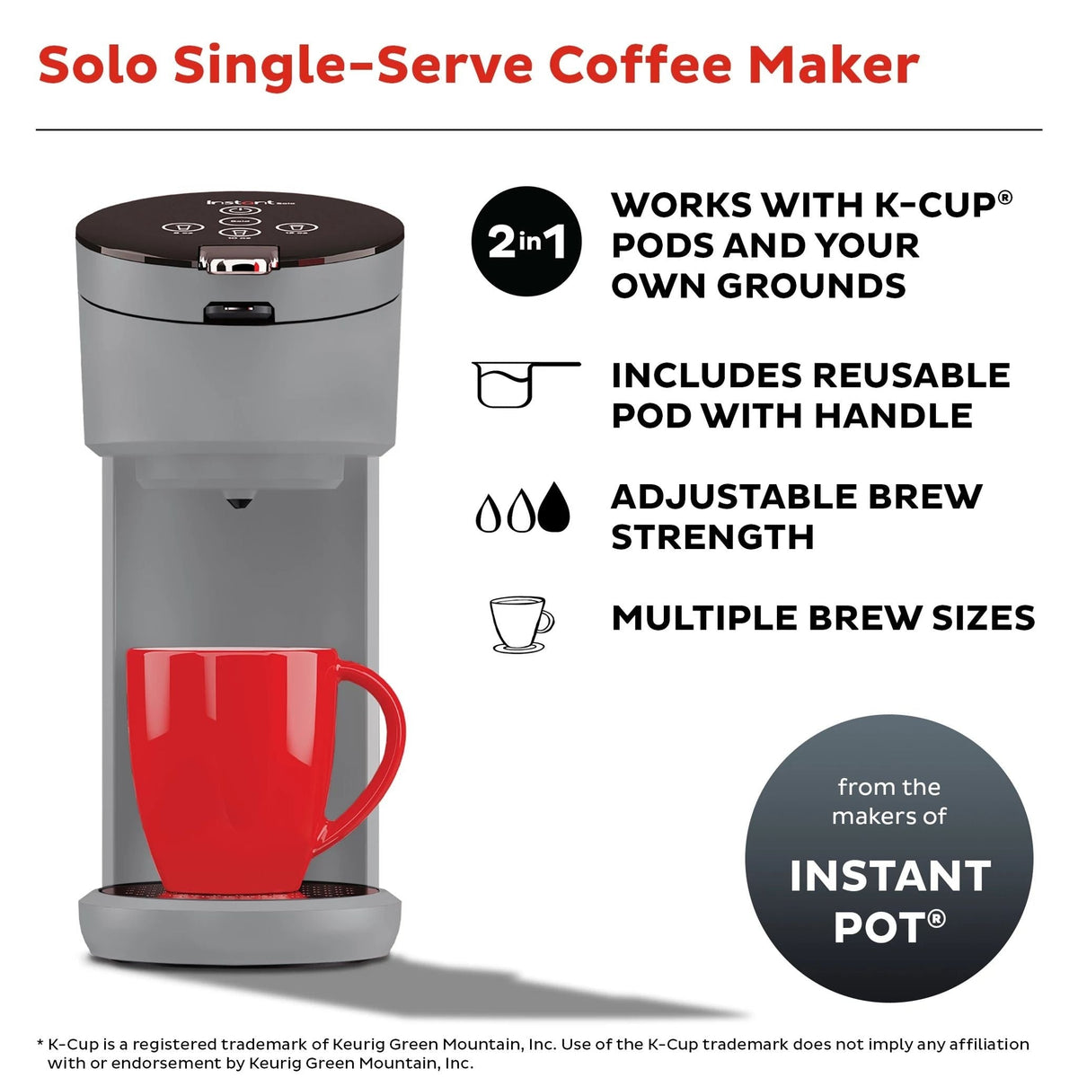 Instant Pot® SoloTM Single Serve Coffee Maker, Gray