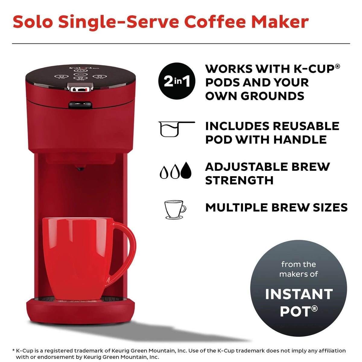 Instant Pot® SoloTM Single Serve Coffee Maker, Maroon
