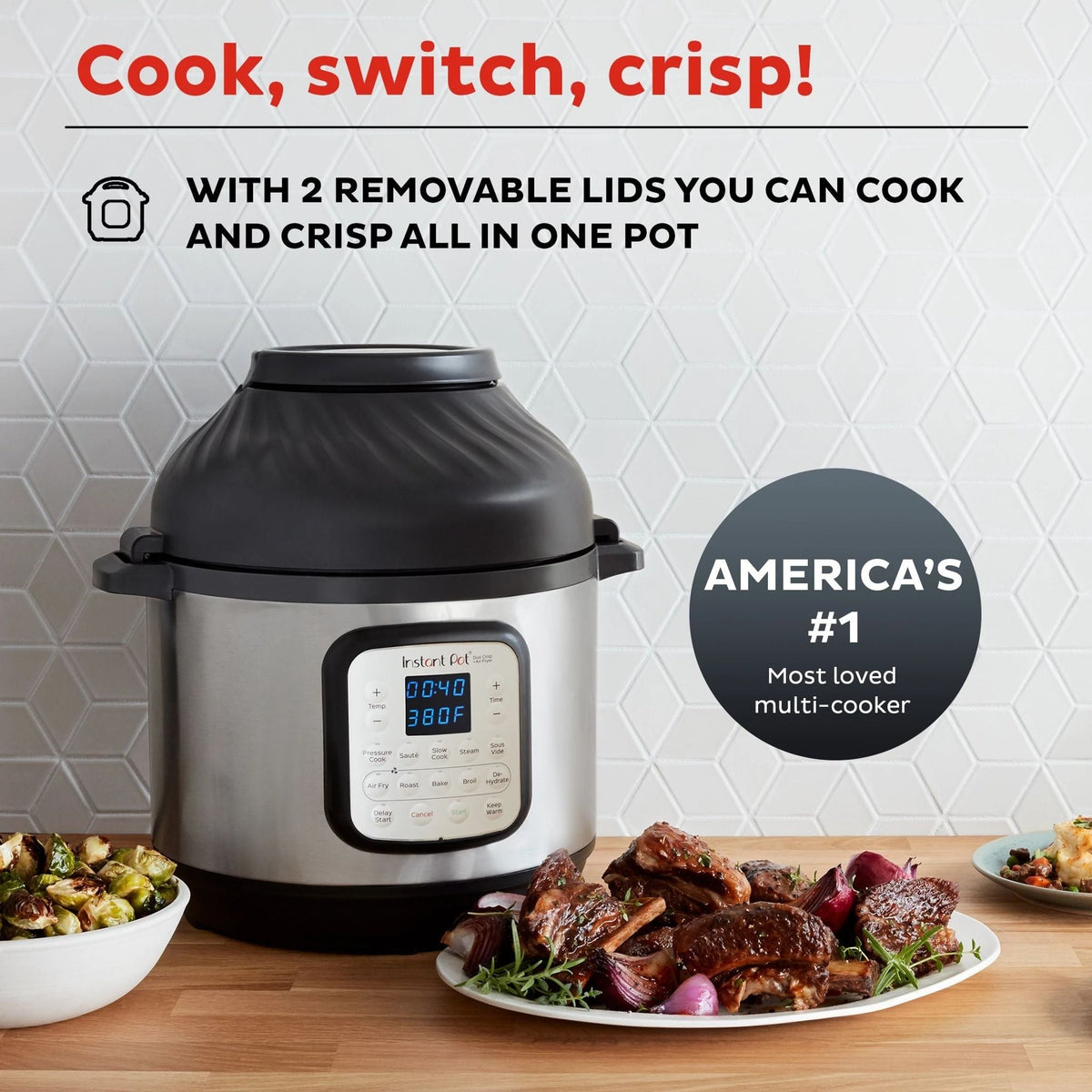 Instant Pot® DuoTM CrispTM + Air Fryer 8QT Multi-Use Pressure Cooker