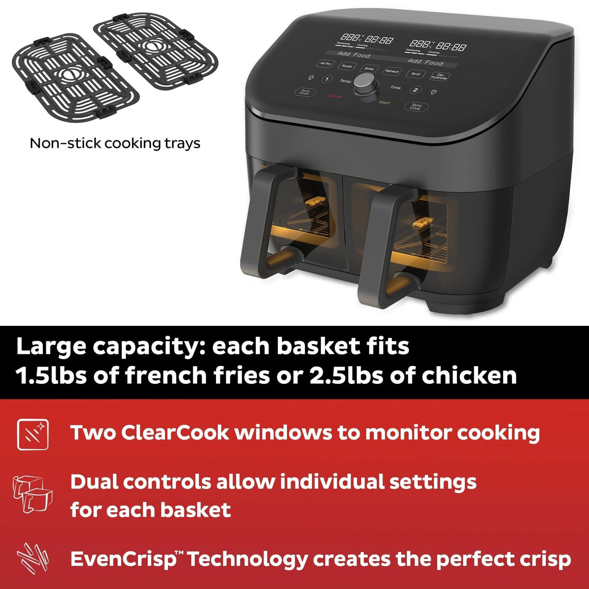 Instant Pot® Vortex® Plus Dual Black 8QT Air Fryer with ClearCook